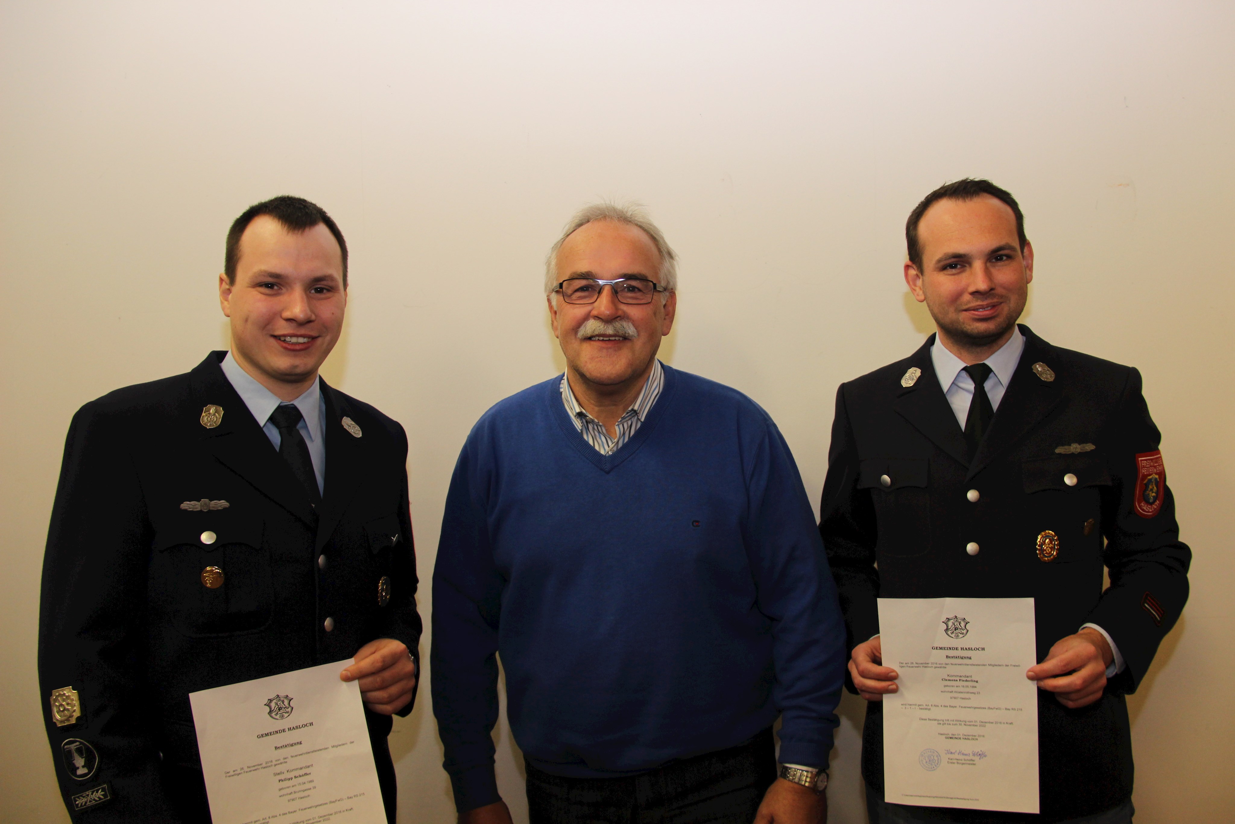 Neue Kommandanten der Freiwilligen Feuerwehr Hasloch